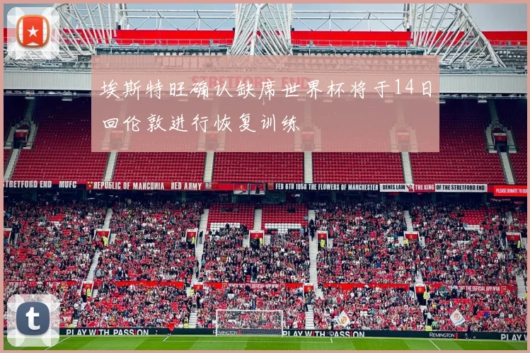 埃斯特旺确认缺席世界杯将于14日回伦敦进行恢复训练