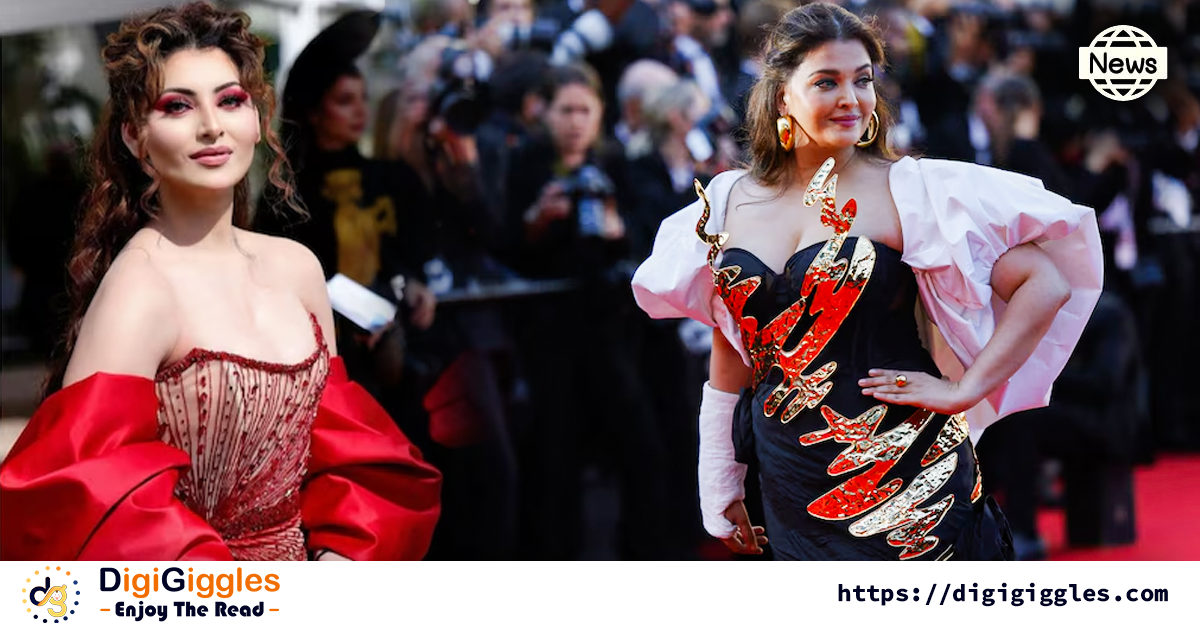 Aaradhya Bachchan Assists Injured Aishwarya Rai Down Cannes Stairs While Urvashi Rautela Dazzles in Dramatic Red Gown